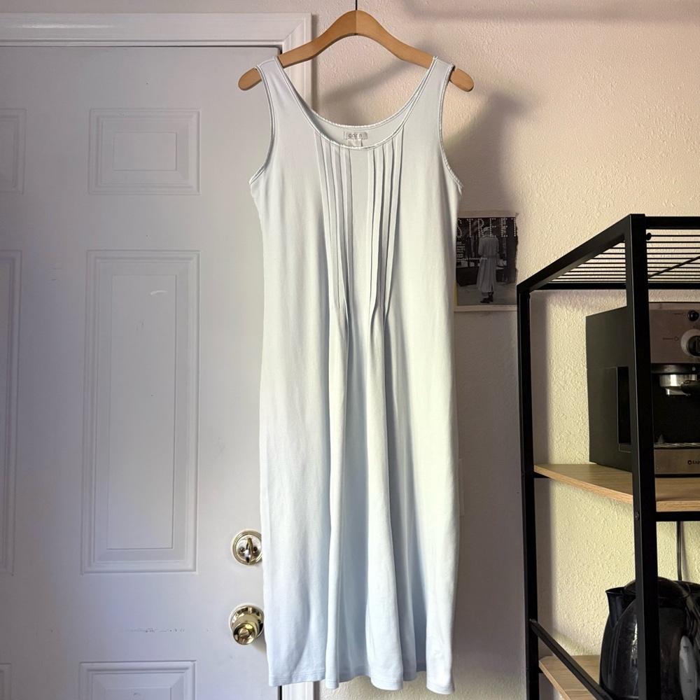 COTN pale dusty baby blue pima cotton sleep pajama‎ midi sleep dress